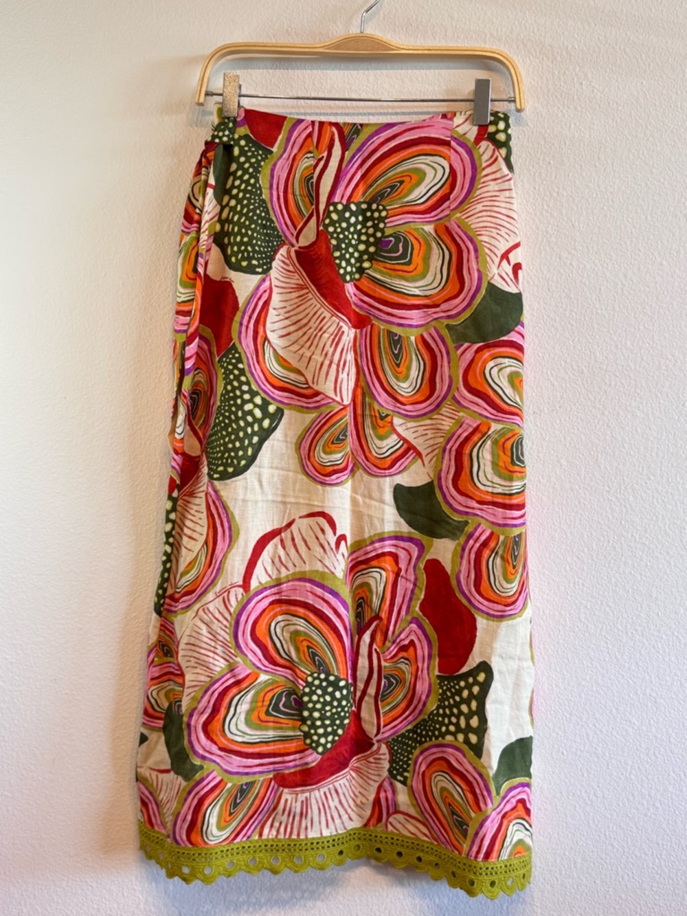 Like New! Farm Rio X Anthropologie Linen Blend Wrap Midi Skirt Floral XS - Picture 6 of 13